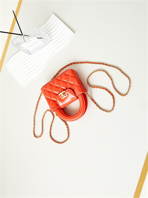 Chanel Clutch With Chain Shiny Aged Calfskin Gold-Tone Metal Orange  AP3435