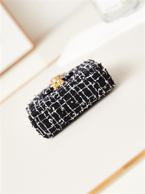 Chanel Clutch With Chain Black and White Tweed  Gold-Tone Metal  AP3435