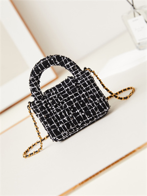 Chanel Clutch With Chain Black and White Tweed  Gold-Tone Metal  AP3435