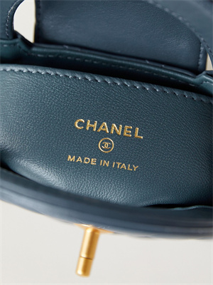 Chanel Clutch With Chain Shiny Aged Calfskin Gold-Tone Metal Dk Blue AP3435