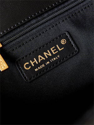 Chanel Large Hobo Handbag Shiny calfskin Gold Tone Metal Black AS4668