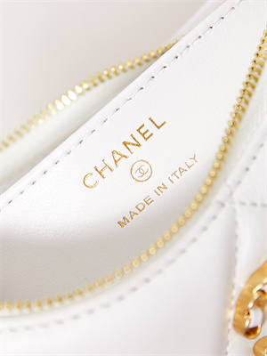 CHANEL 19 CLUTCH WITH CHAIN Shiny Lambskin, Gold-Tone, Silver-Tone & Ruthenium-Finish Metal White AP3763