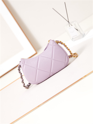 CHANEL 19 CLUTCH WITH CHAIN Shiny Lambskin, Gold-Tone, Silver-Tone & Ruthenium-Finish Metal Lilac AP3763