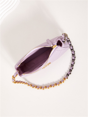 CHANEL 19 CLUTCH WITH CHAIN Shiny Lambskin, Gold-Tone, Silver-Tone & Ruthenium-Finish Metal Lilac AP3763