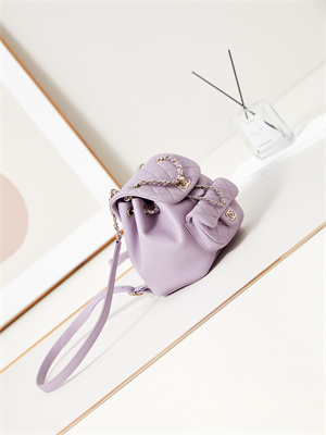 Cha.nel Duma Backpack Lambskin Gold Tone Metal Lilac AS2908