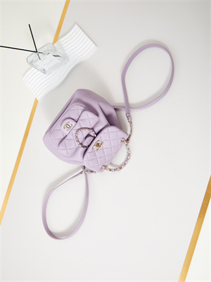 Cha.nel Duma Backpack Lambskin Gold Tone Metal Lilac AS2908