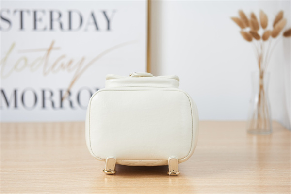 Cha.nel Duma Backpack Calfskin Gold Tone Metal White AS2908