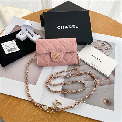 Chanel Belt bag With Chain Grained Calfskin Gold Tone Metal Pink Color A81081