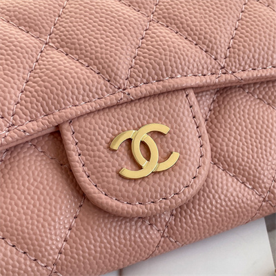 Chanel Belt bag With Chain Grained Calfskin Gold Tone Metal Pink Color A81081