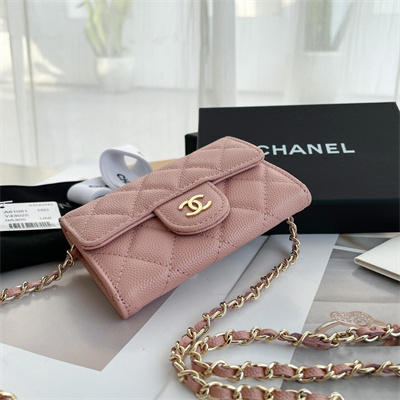 Chanel Belt bag With Chain Grained Calfskin Gold Tone Metal Pink Color A81081