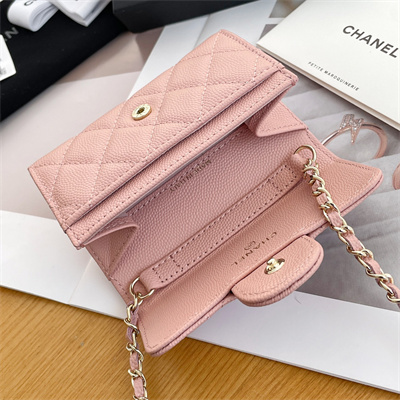 Chanel Belt bag With Chain Grained Calfskin Gold Tone Metal Pink Color A81081