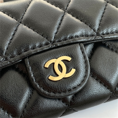Chanel Belt bag With Chain Lambskin Gold Tone Metal Black Color A81081