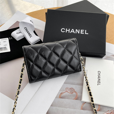 Chanel Belt bag With Chain Lambskin Gold Tone Metal Black Color A81081