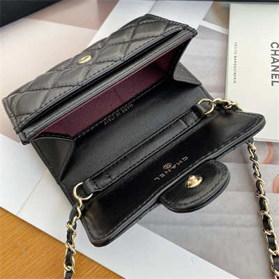 Chanel Belt bag With Chain Lambskin Gold Tone Metal Black Color A81081