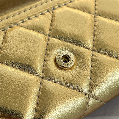 Chanel Belt bag With Chain Metallic Lambskin Gold Tone Metal Gold Color A81081