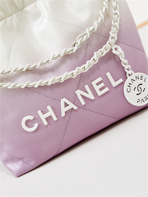 Cha.nel 22 Mini Handbag Shiny Calfskin Gradient White/Purple AS3980