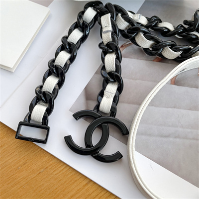 Chanel Belt bag Grained Calfskin Black Tone Metal White A81088