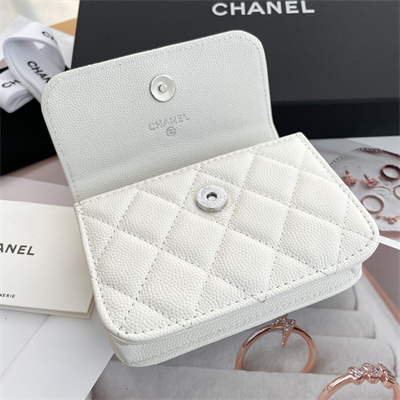 Chanel Belt bag Grained Calfskin Black Tone Metal White A81088