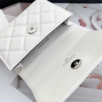 Chanel Belt bag Grained Calfskin Black Tone Metal White A81088