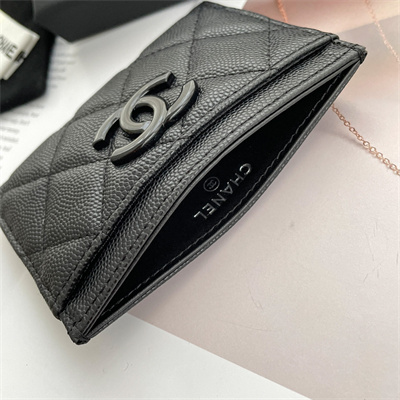 Chanel Classic Card Holder Grained Calfskin Black Tone Metal Black AP1967