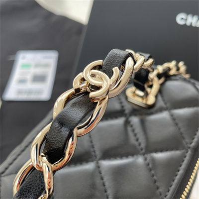 Chanel Vanity Case With Chain Lambskin Gold Tone Metal Black AP3333