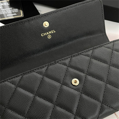 Chanel Long Flap Wallet Grained Calfskin Black AP3396