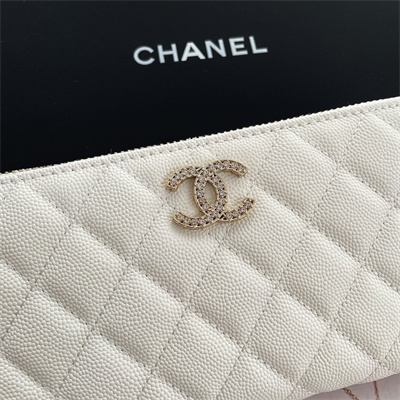 Chanel Long Zippy Wallet Grained Calfskin White AP3397