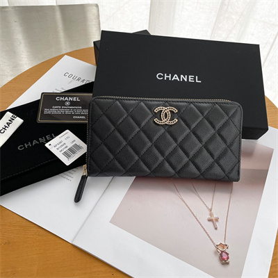 Chanel Long Zippy Wallet Grained Calfskin Black AP3397
