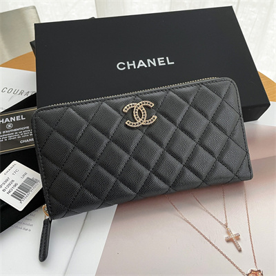 Chanel Long Zippy Wallet Grained Calfskin Black AP3397