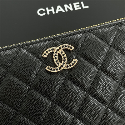 Chanel Long Zippy Wallet Grained Calfskin Black AP3397