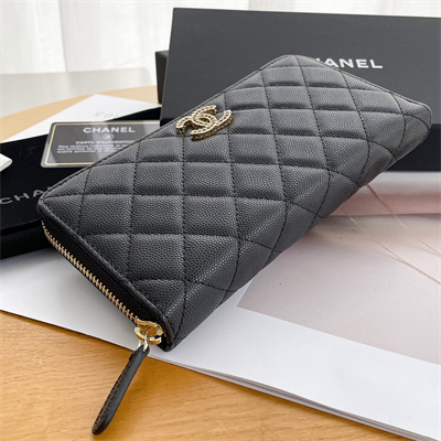 Chanel Long Zippy Wallet Grained Calfskin Black AP3397