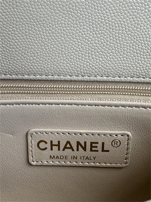 Cha.nel Small Coco Handle Bag Grained Calfskin Lt Gold Metal Beige A92990