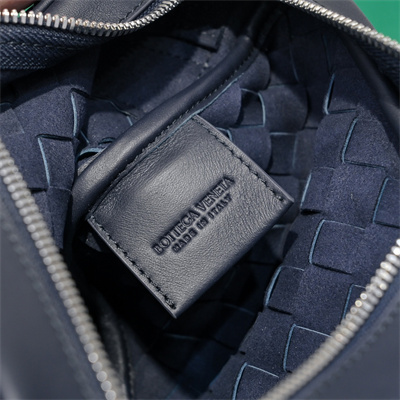 BV Small Intrecciato Camera Bag Calfskin Navy