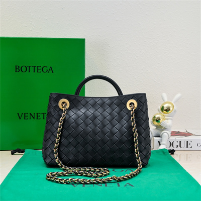 BV Small Andiamo Top handle bag With Chain Lambskin Leather Black