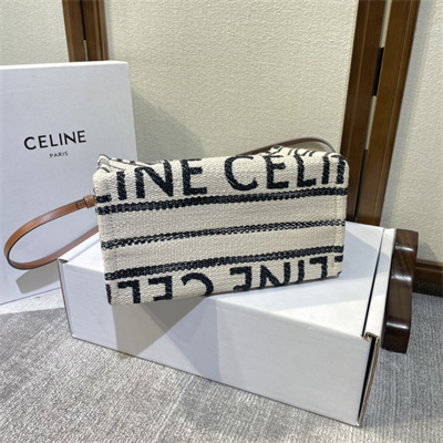 Celine Small Cabas Thais In Textile With Celine Jacquard And Calfskin White/Black