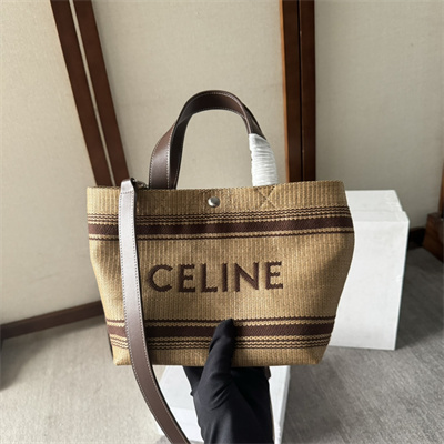 Celine Cabas Raffia Tote bag With Brown Leather Trim