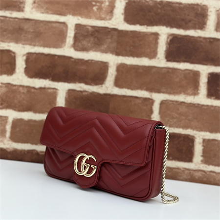 Gucci GG MARMONT Mini Bag With Card Case Burgundy/White 751526