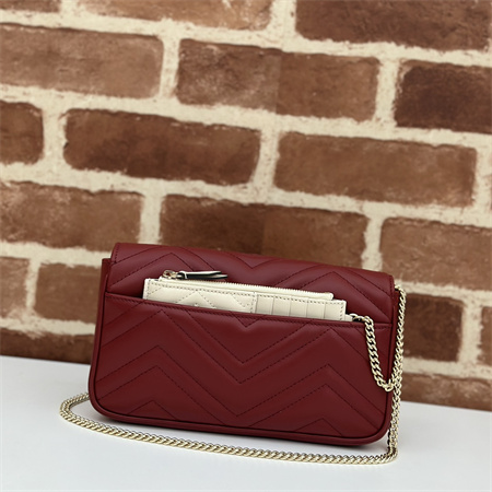Gucci GG MARMONT Mini Bag With Card Case Burgundy/White 751526