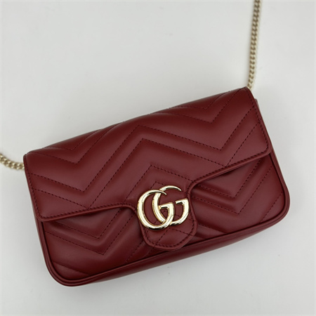 Gucci GG MARMONT Mini Bag With Card Case Burgundy/White 751526