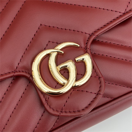Gucci GG MARMONT Mini Bag With Card Case Burgundy/White 751526