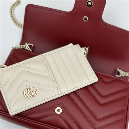 Gucci GG MARMONT Mini Bag With Card Case Burgundy/White 751526