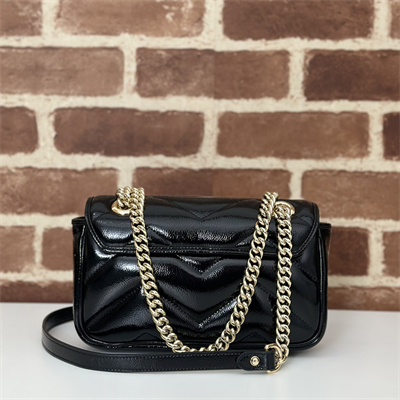 Gucci GG MARMONT Small  Shoulder Bag Patent Leather Black 446744