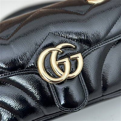 Gucci GG MARMONT Small  Shoulder Bag Patent Leather Black 446744