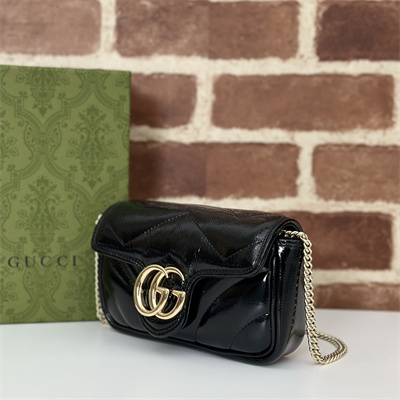 Gucci GG MARMONT  MINI BAG Patent Leather Black 476433
