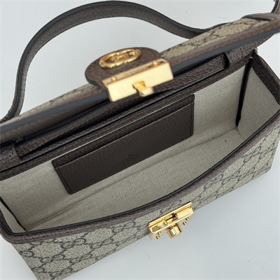 Gu.cci Ophidia Mini Bag Beige and ebony GG Supreme canvas 772314