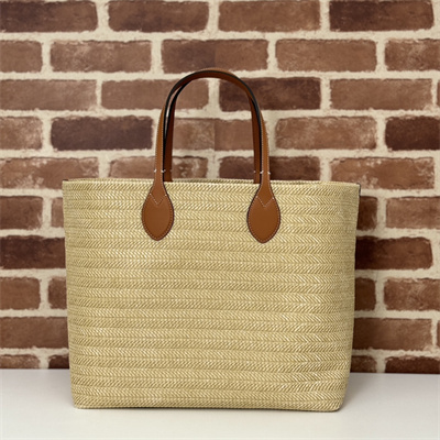 Gu.cci Medium Natural Straw Effect Raffia Tote
