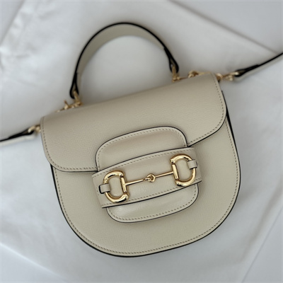 Gu.cci Horsebit 1955 Mini Top Handle Bag White Leather 781387