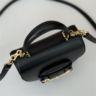 Gu.cci Horsebit 1955 Mini Top Handle Bag Black Leather 781387