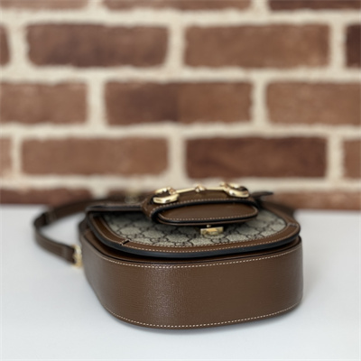 Gu.cci Horsebit 1955 Mini Top Handle Bag Beige and ebony GG Supreme canvas 781387