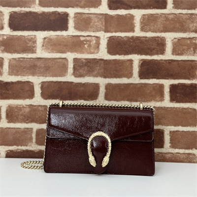 Gu.cci Dionysus Small Shoulder Bag Burgundy Patent Leather 795005